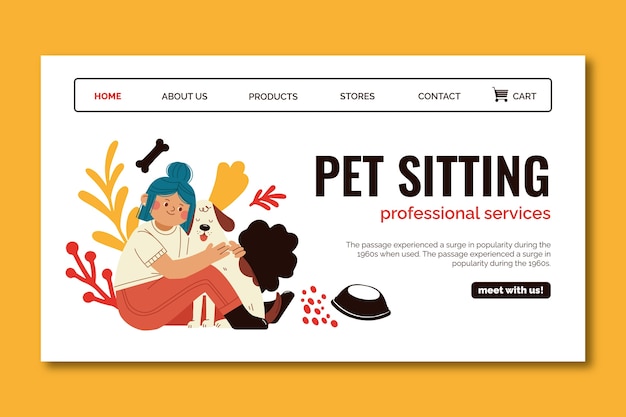 Free Vector hand drawn pet sitting landing page template