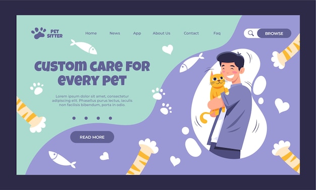 Hand drawn pet sitting landing page