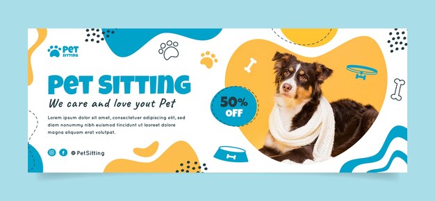 Hand drawn pet sitting service facebook cover