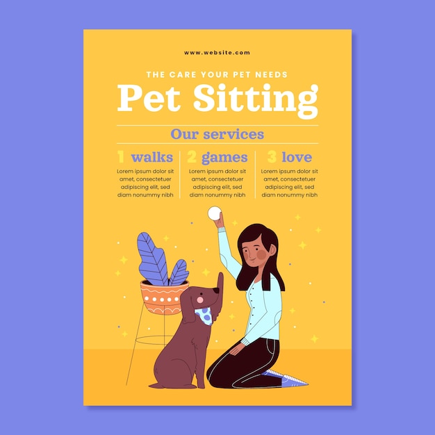 Hand drawn pet sitting template