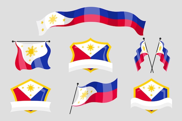 Free vector hand drawn philippine flag national emblems