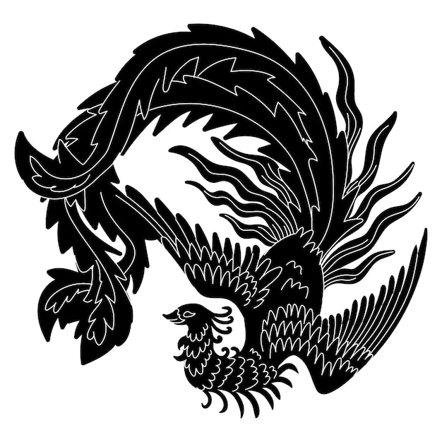 Free Vector hand drawn phoenix  silhouette