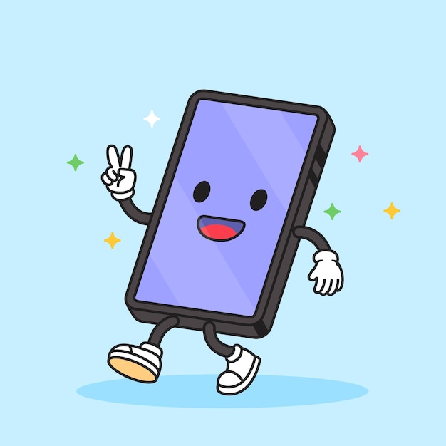 Hand drawn phone  cartoon illustration