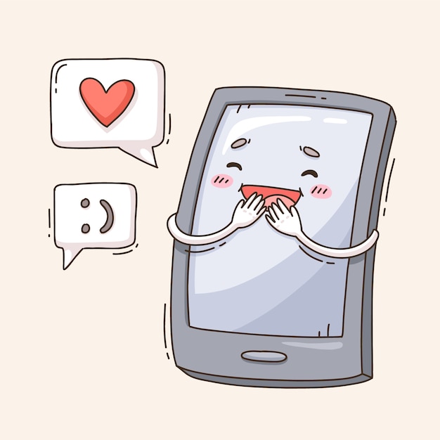 Hand drawn phone cartoon illustration