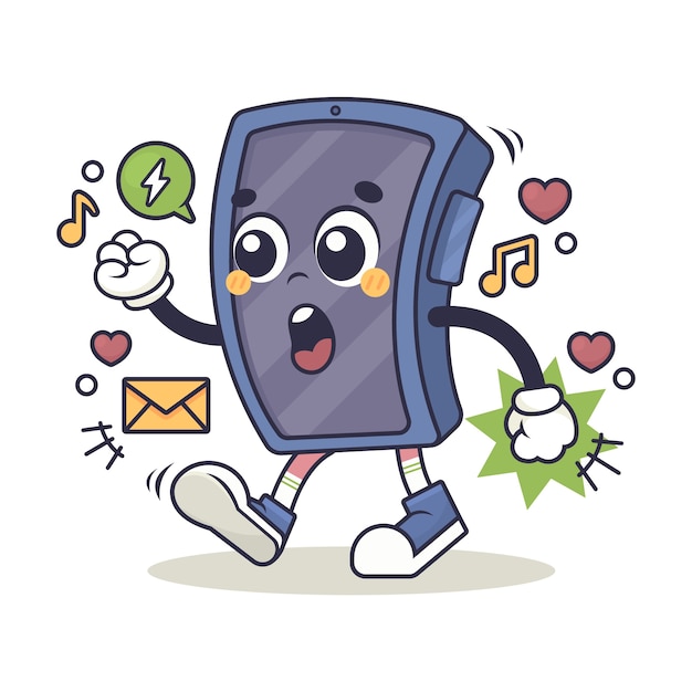 Hand drawn phone  cartoon illustration