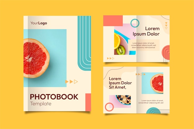 Free Vector hand drawn photobook template design