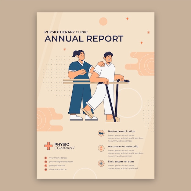 Free Vector hand drawn physiotherapist annual report template