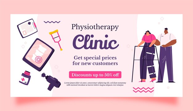 Hand drawn physiotherapy service sale banner