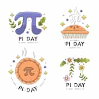 Free vector hand drawn pi day labels collection