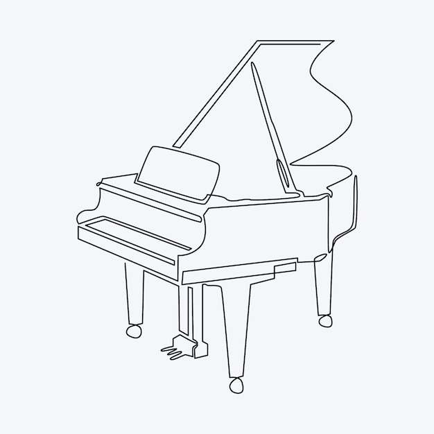 Hand drawn piano drawing illustration