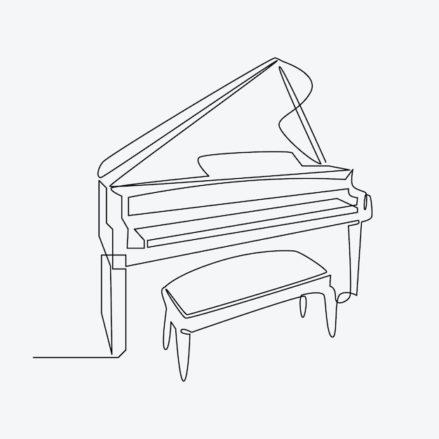 Hand drawn piano drawing illustration