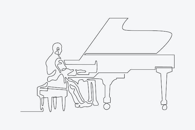 Free Vector hand drawn piano drawing illustration