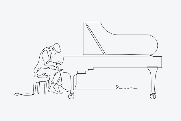 Hand drawn piano drawing illustration