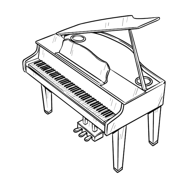 Free Vector hand drawn piano drawing illustration