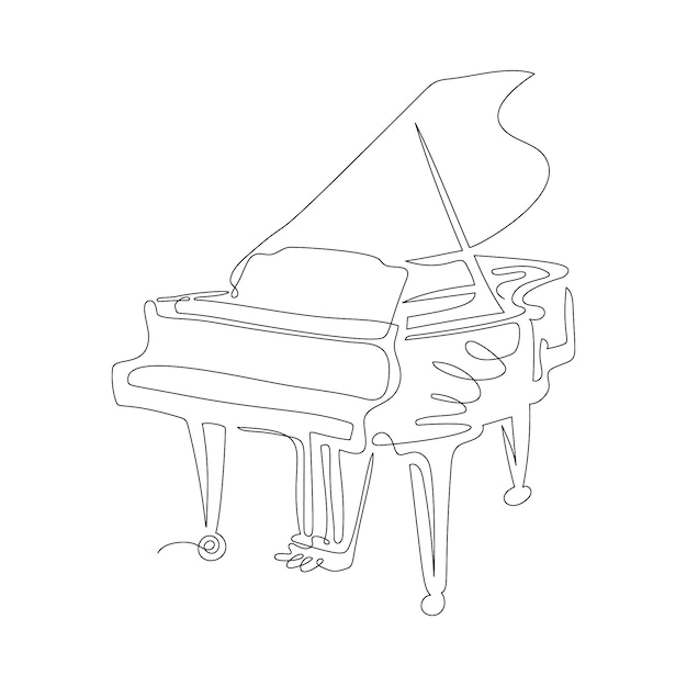 Hand drawn piano drawing illustration