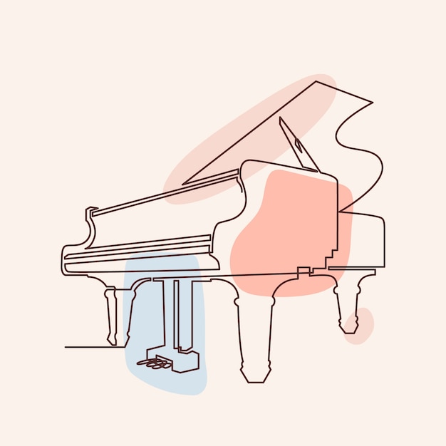 Hand drawn piano drawing illustration