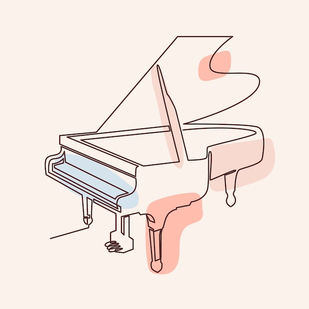 Free vector hand drawn piano drawing illustration