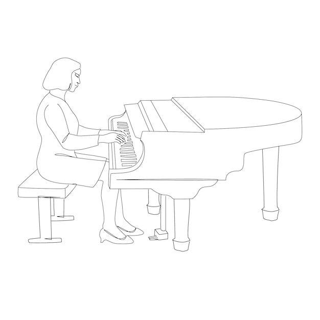 Free Vector hand drawn piano drawing illustration