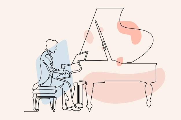 Free Vector hand drawn piano drawing illustration