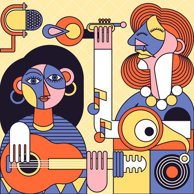 Hand drawn picasso style illustration