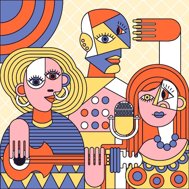 Hand drawn picasso style illustration