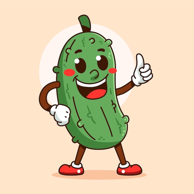 Hand drawn pickle cartoon illustration