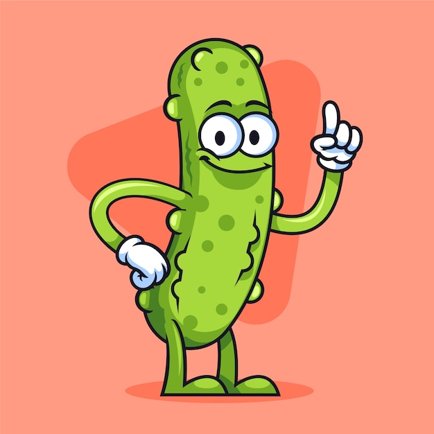 Hand drawn pickle cartoon illustration