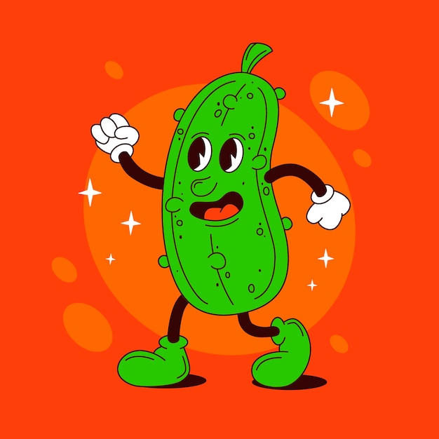 Hand drawn pickle  cartoon illustration