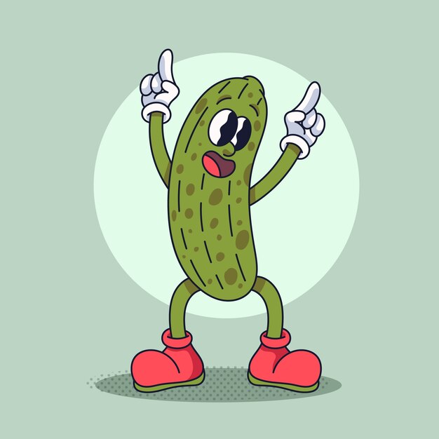 Hand drawn pickle  cartoon illustration