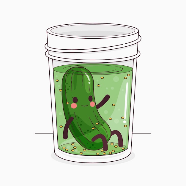 Hand drawn pickle cartoon illustration