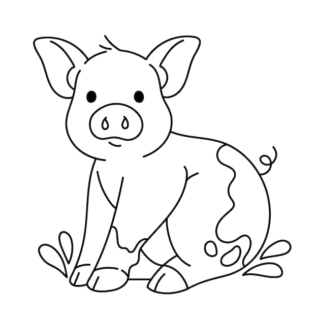 Free Vector hand drawn pig outline illustration