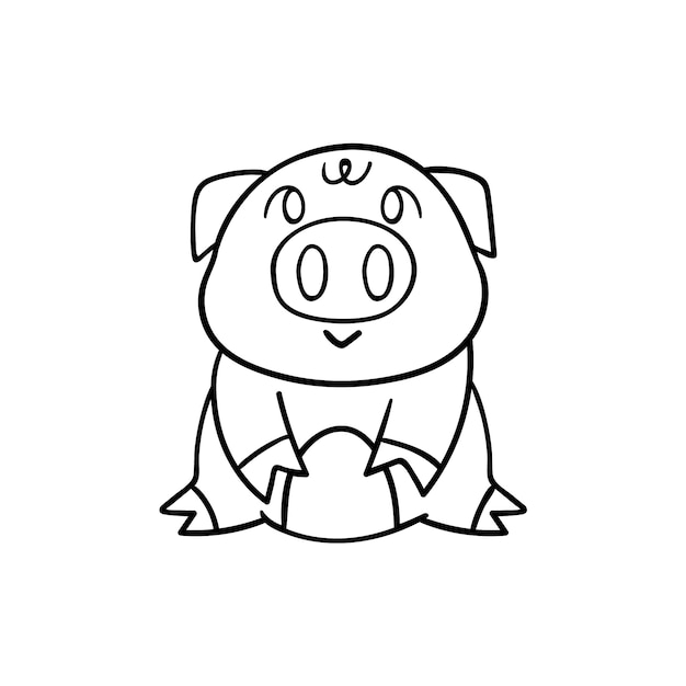 Hand drawn pig outline illustration