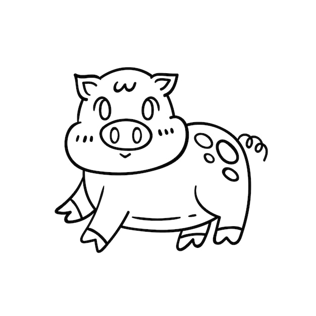 Hand drawn pig outline illustration