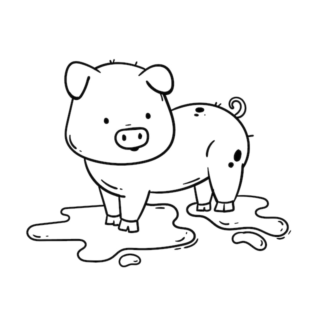 Free Vector hand drawn pig outline illustration