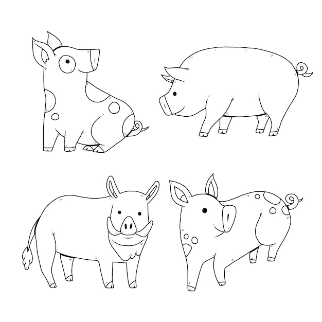 Free Vector hand drawn pig outline illustration