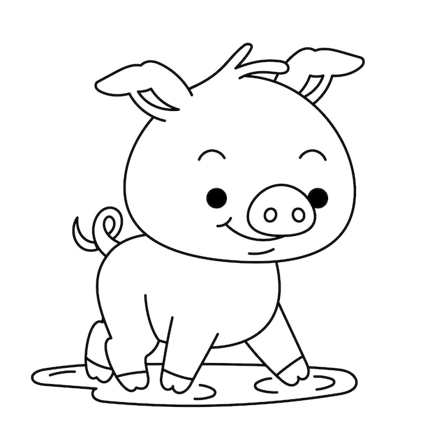 Hand drawn pig outline illustration