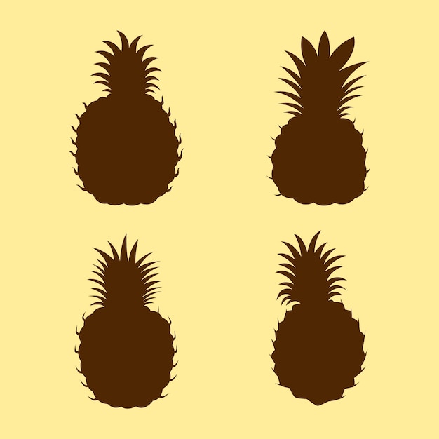 Free Vector hand drawn pineapple  silhouette set