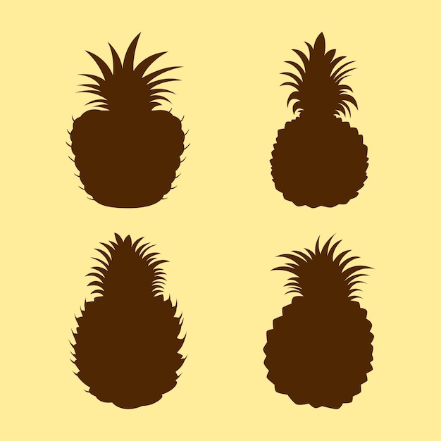 Free Vector hand drawn pineapple  silhouette set