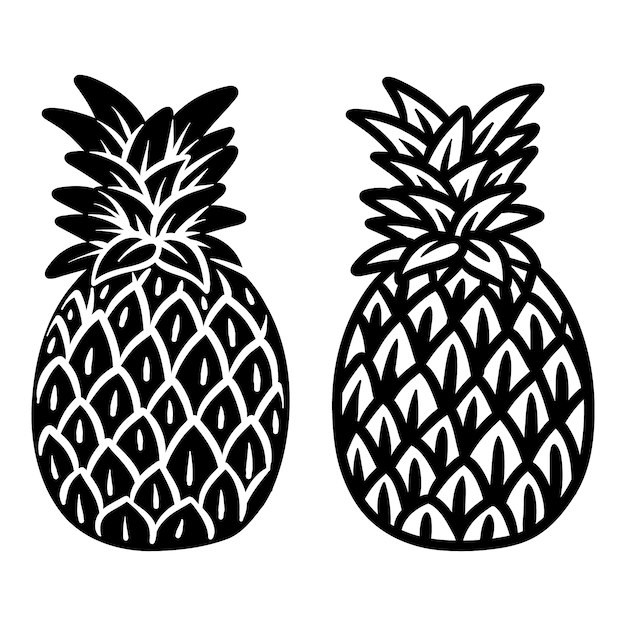 Free Vector hand drawn pineapple  silhouette set