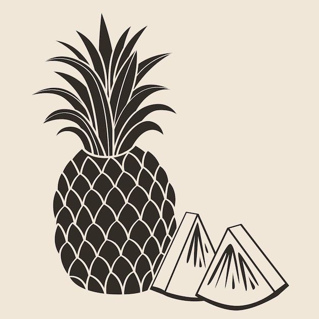 Hand drawn pineapple  silhouette