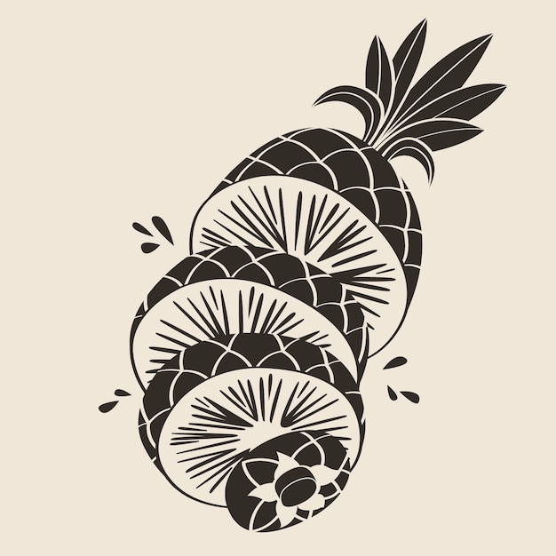 Free Vector hand drawn pineapple  silhouette