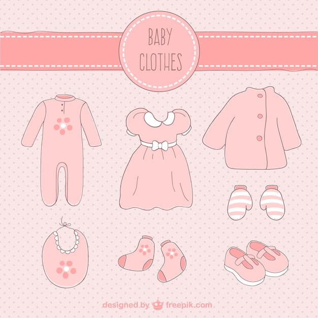 Free Vector hand drawn pink baby clothes