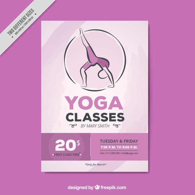 Free vector hand drawn pink yoga classes flyer