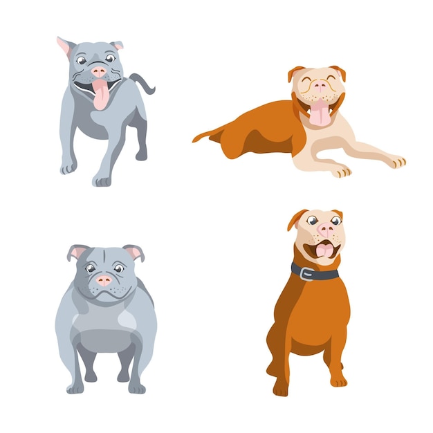 Free Vector hand drawn pitbull collection