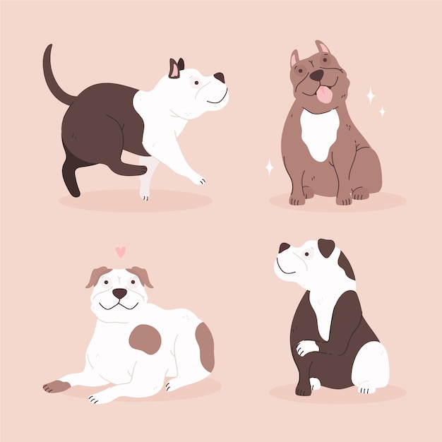 Hand drawn pitbull collection