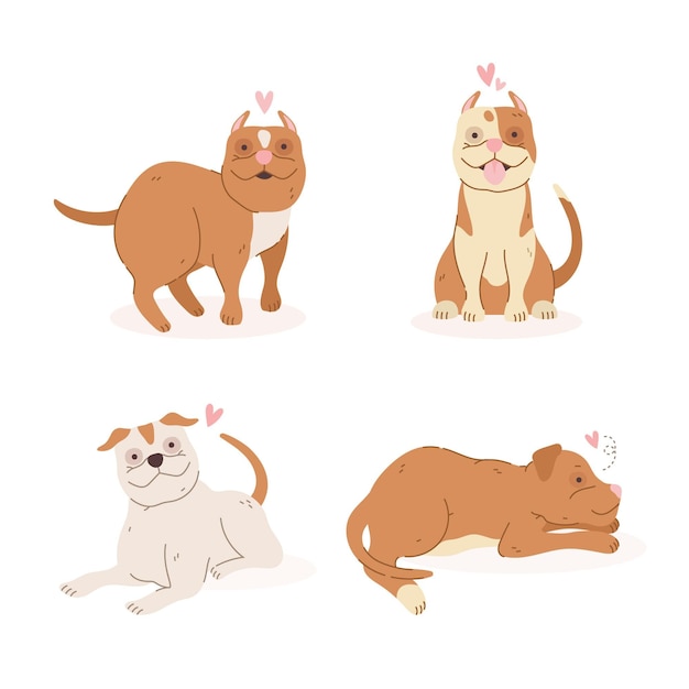 Free Vector hand drawn pitbull collection