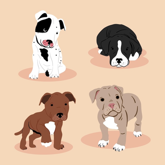 Free Vector hand drawn pitbull illustrated collection