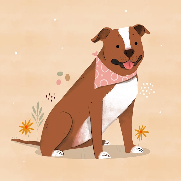 Free Vector hand drawn pitbull illustration