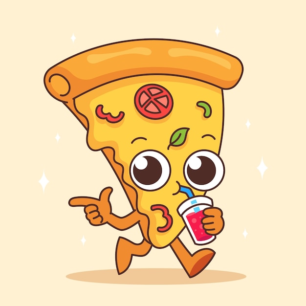 Free Vector hand drawn pizza cartoon illustration