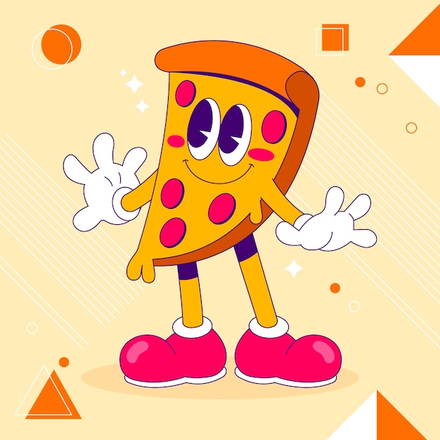 Free vector hand drawn pizza cartoon illustration